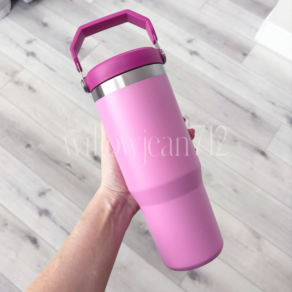 Peony Pink Flip Straw Stanley 30 Oz. IceFlow Tumbler - Picture 3 of 7